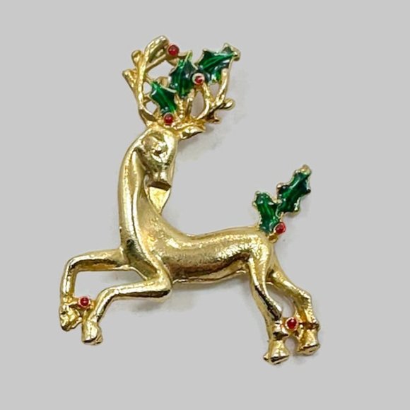 Christmas Jewelry Lot,  Reindeer, Sleight, Tree, Brooch, Enamel, Bracelet,Vintag - Picture 4 of 8